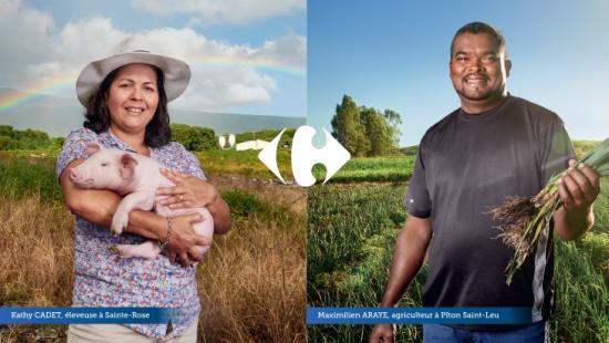 Poster of a breeder and a farmer with the Carrefour logo
