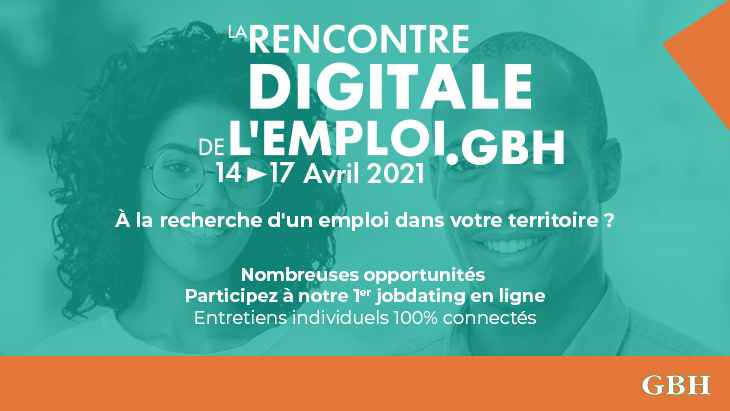 Affiche de promotion de la rencontre digitale de l’emploi organisée par GBH