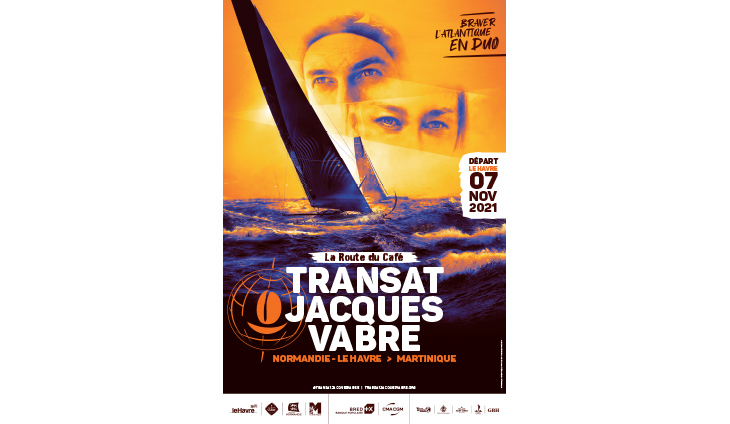 Affiche officielle de la Transat Jacques Vabre 2021. GBH partenaire officiel de la Transat Jacques Vabre 2021 Normandie Le Havre qui arrivera à la Martinique
