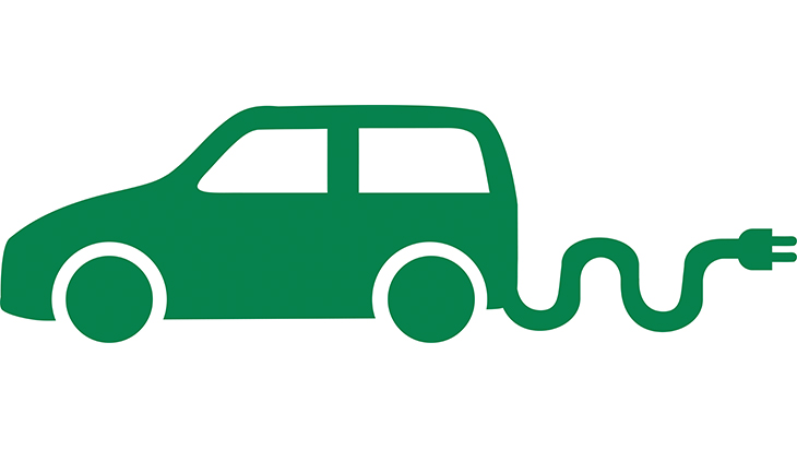 Drawing of electric car with charging cable