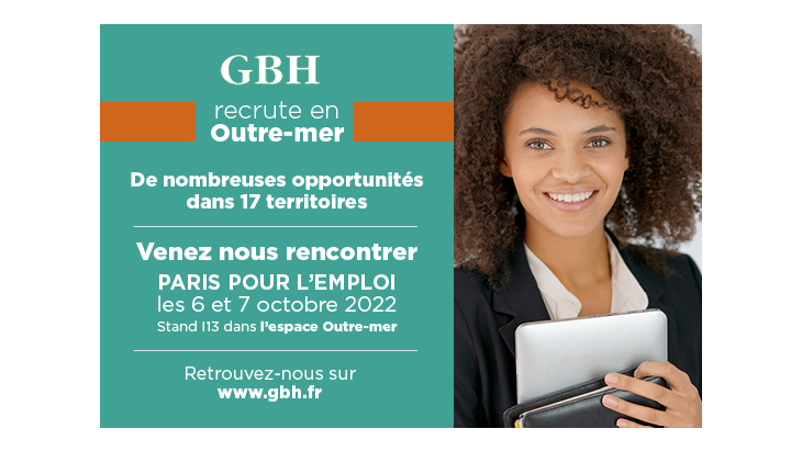 Affiche de promotion de la participation de GBH au salon Paris pour l’emploi pour la 6e fois